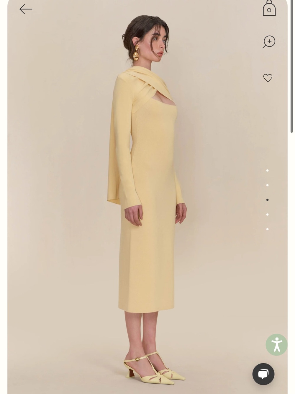cult gaia coletta butter yellow knit fitted midi dress size large - Picture 3 of 9
